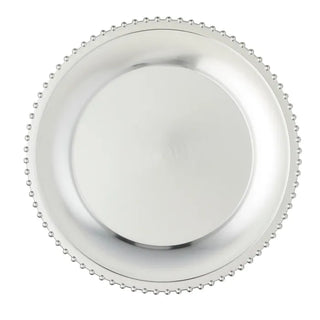 Christmas Beaded Border Charger Plate Acrylic 33cm Silver