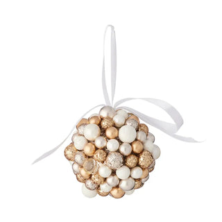 Rich Textured White & Gold Berry Christmas Ornament 9CM