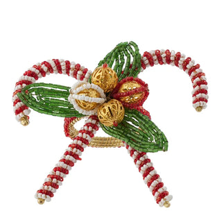 Beaded Candy Cane Christmas Napkin Ring