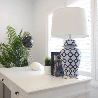 Lucca Blue & White Jar Shaped Lamp & Shade ETA 05/11/2025