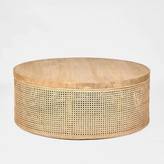 Zoe Coffee Rattan & Timber Round Natural Table