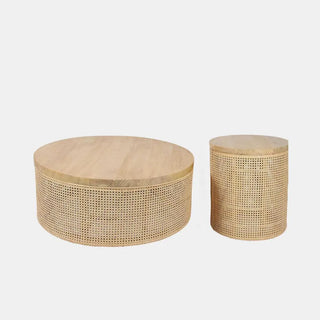 Zoe Coffee Rattan & Timber Round Natural Table NEXT ETA TBC