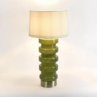 Remy Green Glass Table Lamp & White Shade