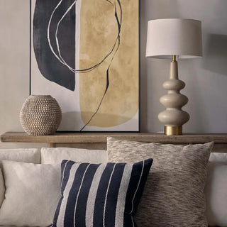 Linden Sandstone Table Lamp & Linen Shade