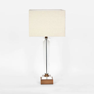 Monument Hand Cut Crystal Lamp & Natural Linen Shade