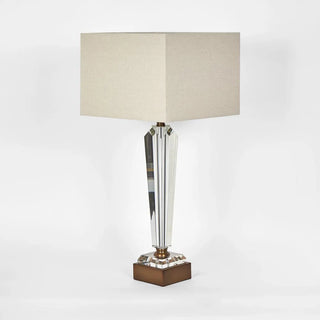 Monument Hand Cut Crystal Lamp & Natural Linen Shade