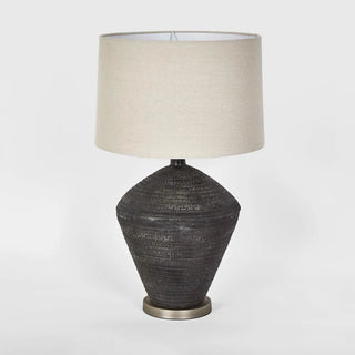 Meridien Black Lamp with Natural Linen Shade