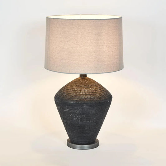 Meridien Black Lamp with Natural Linen Shade  PRE ORDER ETA 03/10/2025
