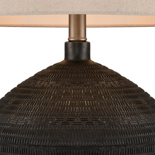 Meridien Black Lamp with Natural Linen Shade