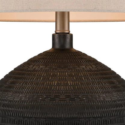 Meridien Black Lamp with Natural Linen Shade  PRE ORDER ETA 03/10/2025