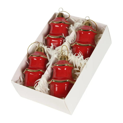 Pagoda Hanging Christmas Ornaments Box of 4 Red