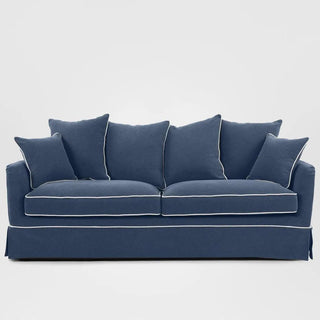 Noosa Hamptons 3 Seat Sofa Navy W/White Piping
