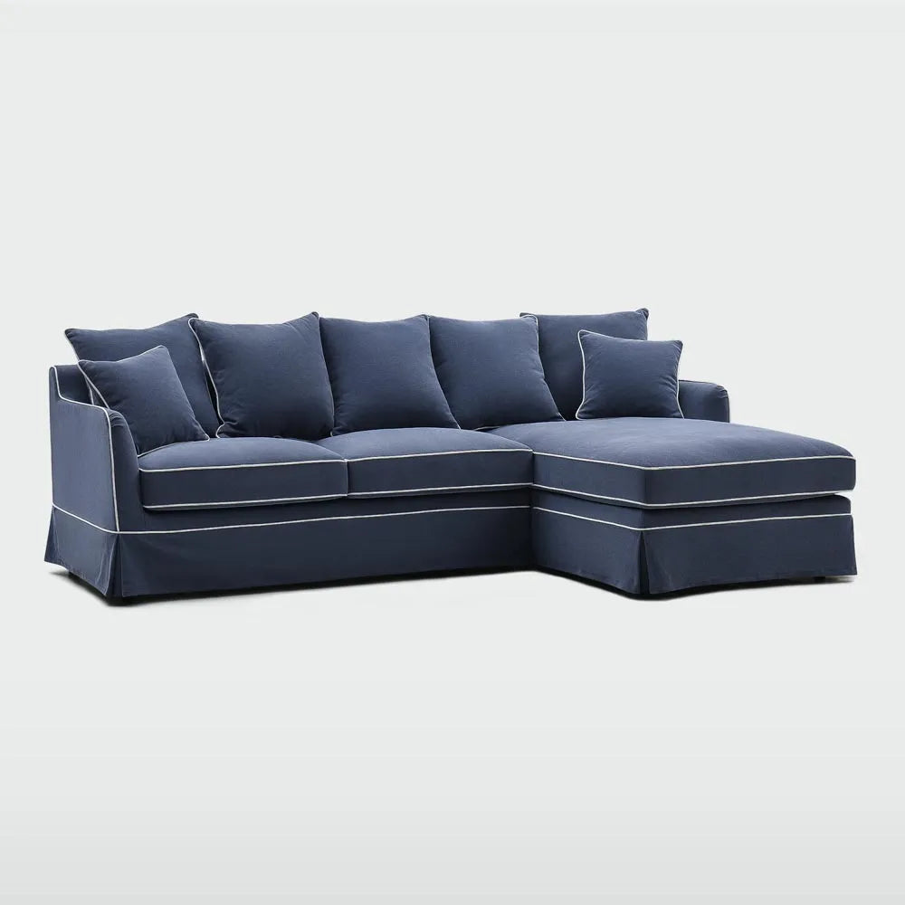 Noosa 3 Seater Right Chaise Sofa Navy ETA 23/12/2025
