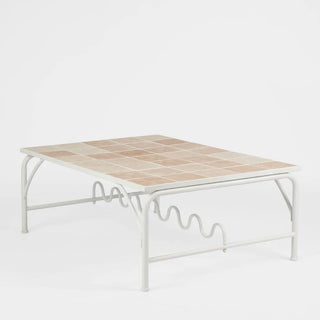 Wira Coffee Table Outdoor Iron White with tiled top