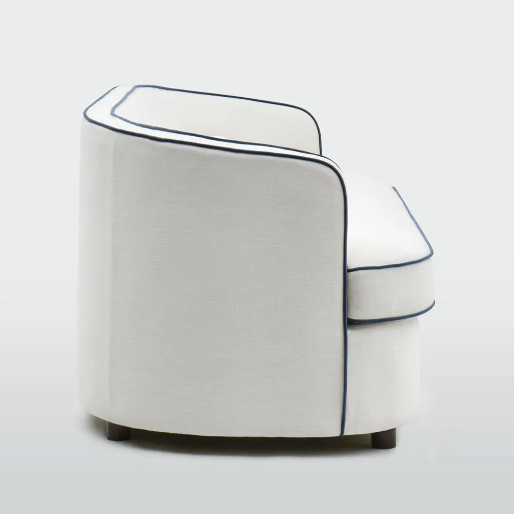 Brighton Hamptons 3 seat sofa Ivory with blue piping