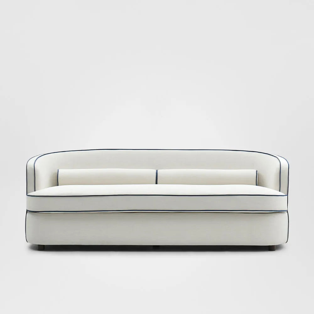 Brighton Hamptons 3 seat sofa Ivory with blue piping