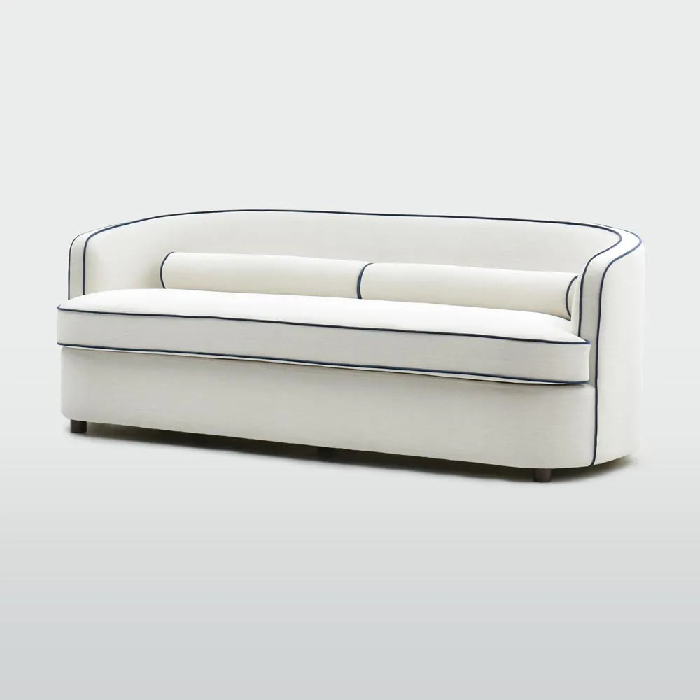 Brighton Hamptons 3 seat sofa Ivory with blue piping