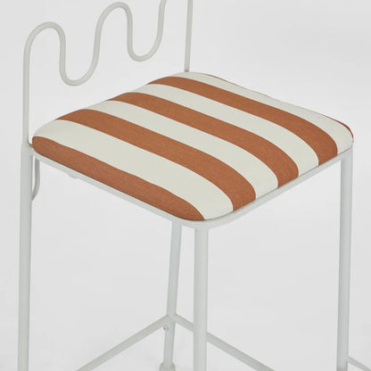 Wira Counter Stool Outdoor Iron Terracotta/White Stripe Cushion PRE ORDER ETA 12/11/2025