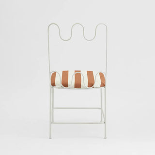 Wira Dining Chair Outdoor Iron Terracotta/White Stripe Cushion