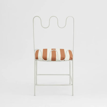 Wira Dining Chair Outdoor Iron Terracotta/White Stripe Cushion PRE ORDER ETA 08/10/2025