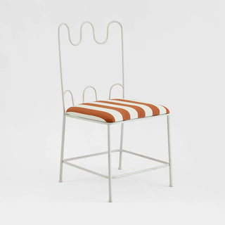 Wira Dining Chair Outdoor Iron Terracotta/White Stripe Cushion