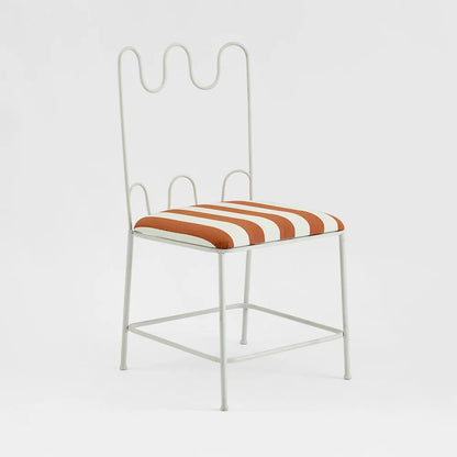 Wira Dining Chair Outdoor Iron Terracotta/White Stripe Cushion PRE ORDER ETA 08/10/2025