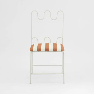 Wira Dining Chair Outdoor Iron Terracotta/White Stripe Cushion
