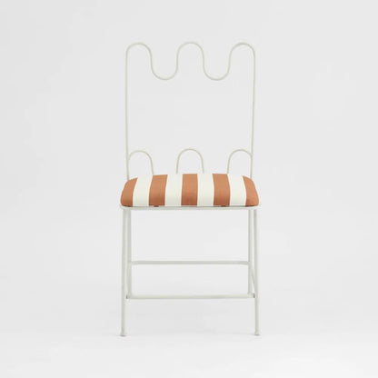 Wira Dining Chair Outdoor Iron Terracotta/White Stripe Cushion PRE ORDER ETA 08/10/2025