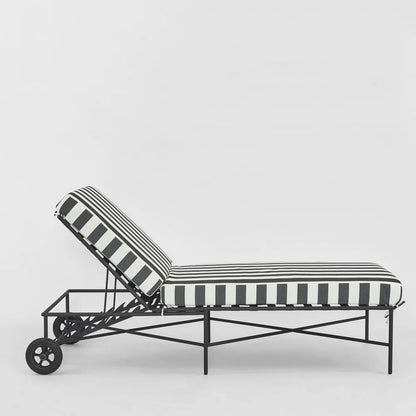 Sheffield Sunlounge Outdoor Bed Iron B/W Stripe Cushion PRE ORDER ETA 08/10/2025