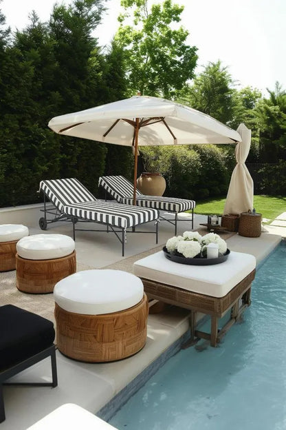 Sheffield Sunlounge Outdoor Bed Iron B/W Stripe Cushion PRE ORDER ETA 08/10/2025