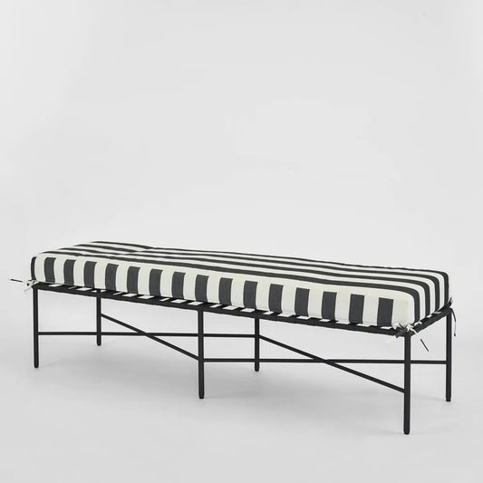 Sheffield Bench Outdoor Iron B/W Stripe Cushion PRE ORDER ETA 08/10/2025