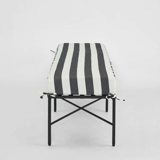 Sheffield Bench Outdoor Iron B/W Stripe Cushion