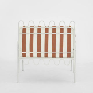 Wira Arm Chair Outdoor Iron Terracotta/White Stripe Cushions