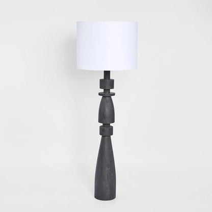 Magnus Wood Floor Lamp Black Base with White Shade
