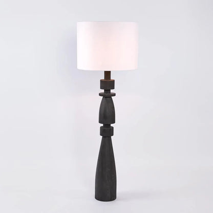 Magnus Wood Floor Lamp Black Base with White Shade