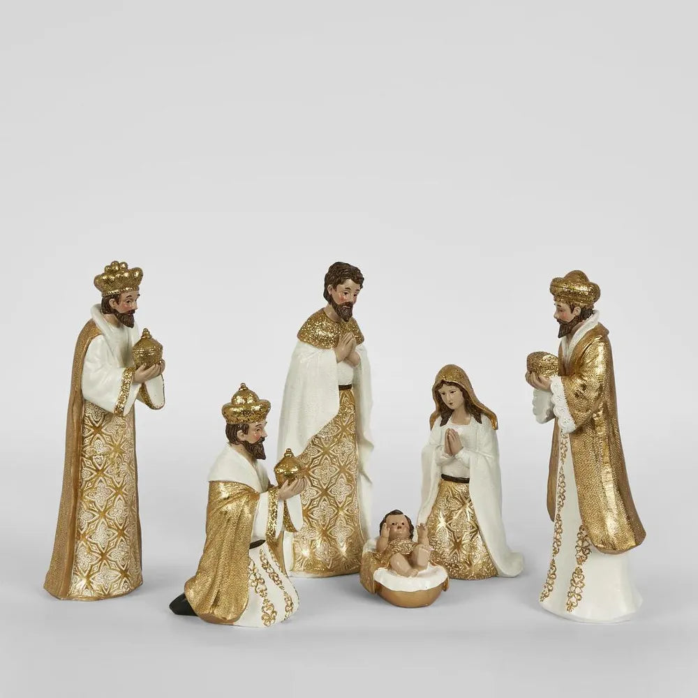 6 Piece Golden Christmas Celestial Nativity Set
