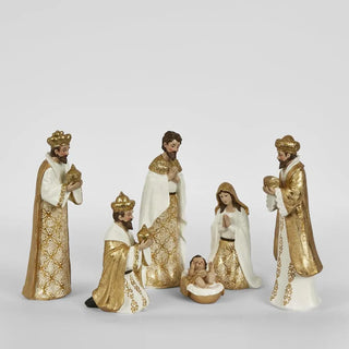 6 Piece Golden Christmas Celestial Nativity Scene Set