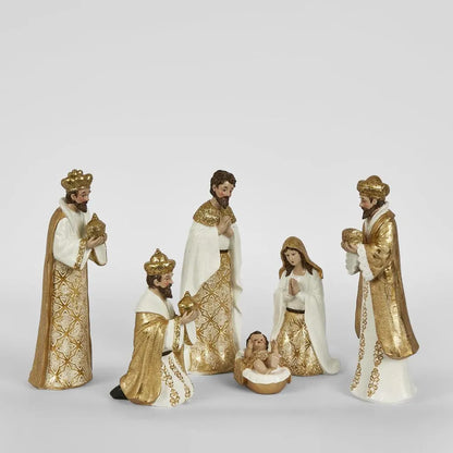 6 Piece Golden Christmas Celestial Nativity Set