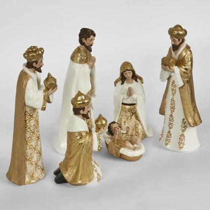 6 Piece Golden Christmas Celestial Nativity Set