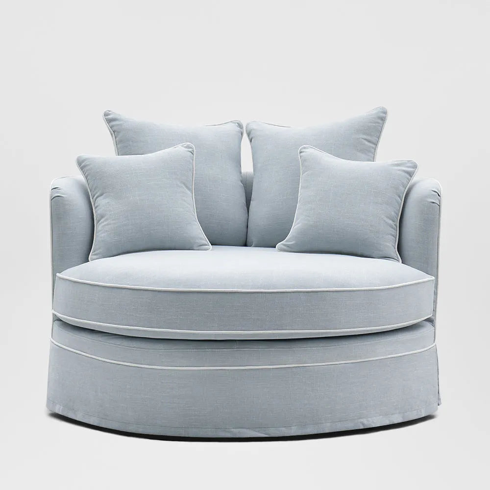 Noosa Hamptons Snuggle Chair Beach with white piping PRE ORDER 07/10/2