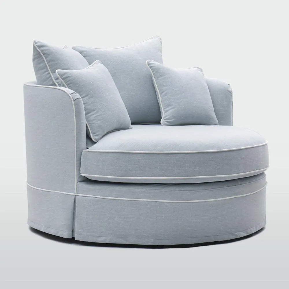 Noosa Hamptons Snuggle Chair Beach with white piping ETA 30/01/2026