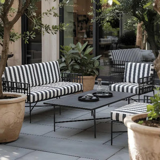 Sheffield Sofa Outdoor 2 Seater B/W Stripe Cushions