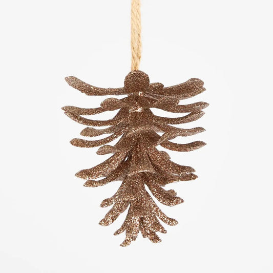 Glitter Hanging Pinecone Ornaments Box of 12 Copper
