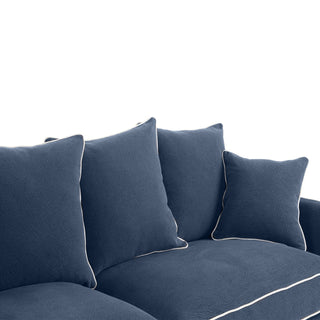 Noosa Hamptons 3 Seat Queen Sofa Bed Navy W/White Piping