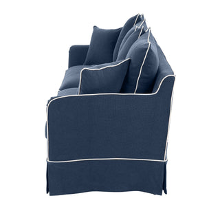 Noosa Hamptons 3 Seat Queen Sofa Bed Navy W/White Piping
