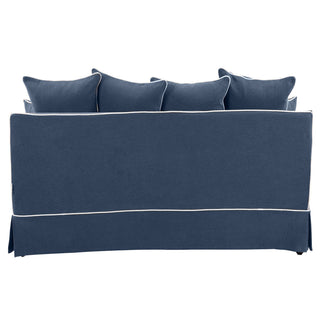 Noosa Hamptons 3 Seat Queen Sofa Bed Navy W/White Piping