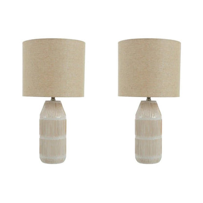 Ronin Ceramic Ivory/Natural Table Lamp With Linen Shade