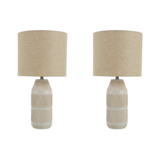 Set of 2 Table Lamps Ronin Ceramic Ivory/Natural