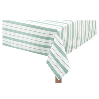Sage French Striped Cotton Tablecloth 150cmx150cm