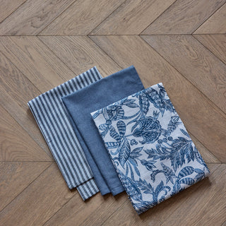Pack of 3 Samara Dark Blue Teatowels Premium Cotton Blend